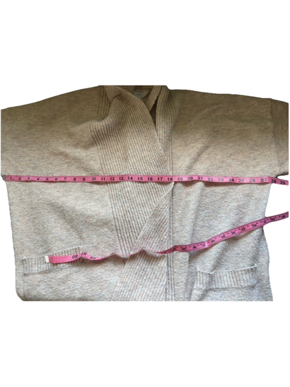 Time and Tru Oatmeal Heather Open Front Cardigan Pockets Long Soft AS-IS READ - Picture 7 of 8